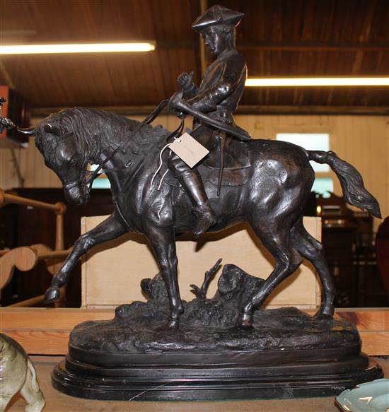 Large bronze figure on horseback